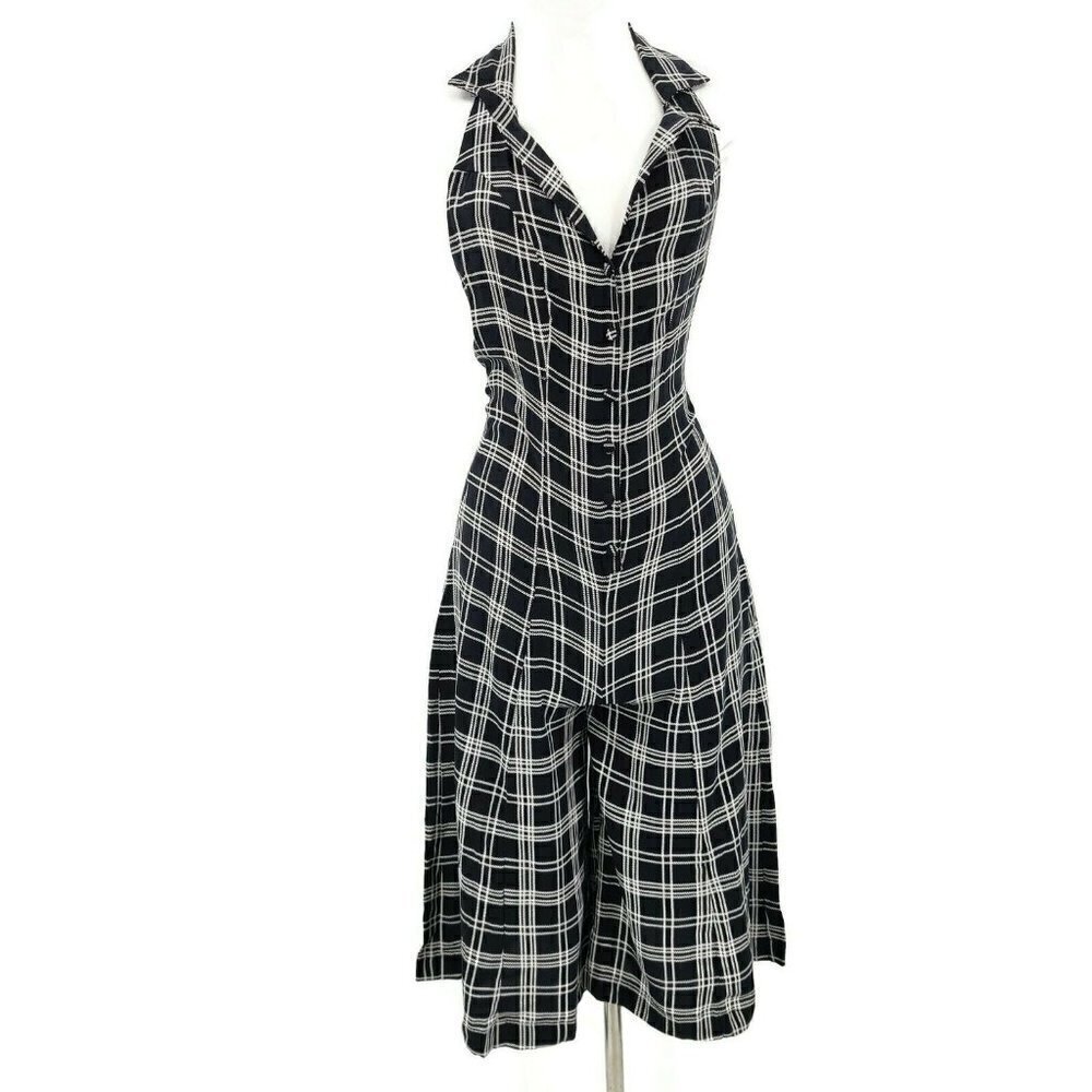 New Vanessa Mooney Cassie Jumper Womens M Black White Plaid